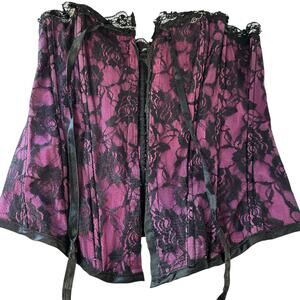 Vintage Y2K Ice Designs AU Corset Lace Purple Goth Sexy Top Bustier Large